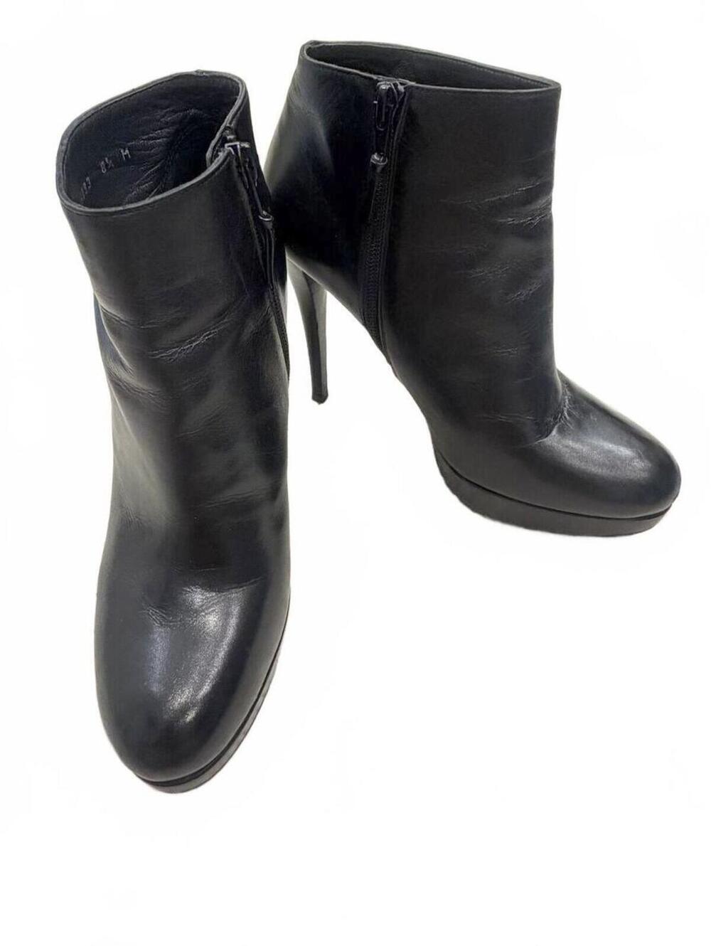 Stuart Weitzman Gran Black Leather Platform Ankle‎ Boots Stiletto Side Zip 8.5